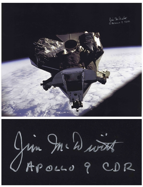 James McDivitt Signed 20'' x 16'' Photo From the Apollo 9 Mission, Showing the Lunar Module in the Ascent Stage